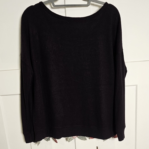 Altar'd State Embroidered Rose Stretchy Sweater Scoop Neck L - Picture 3 of 8